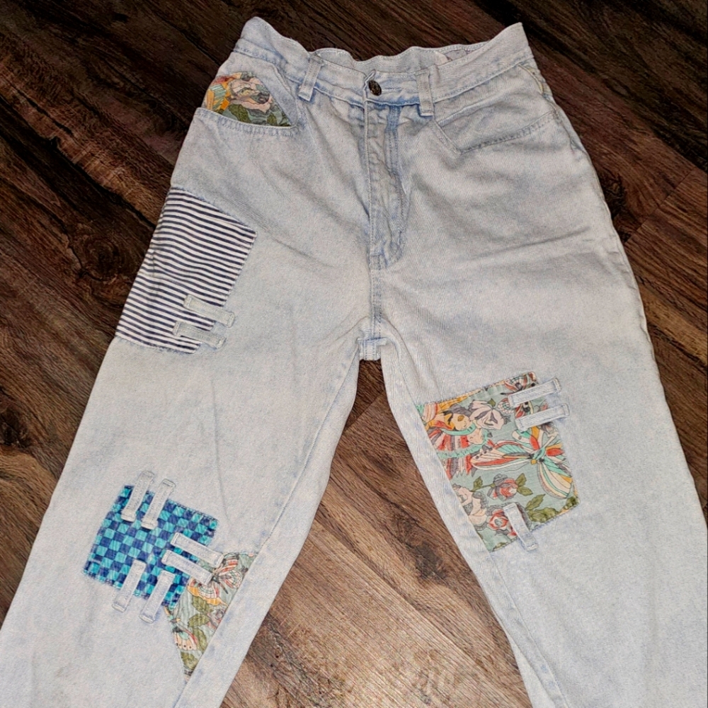 Vintage 80s Everblue patchwork Jeans Size 9/10